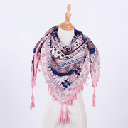 ethnic style fringed square scarf, view 2 - MRSLM