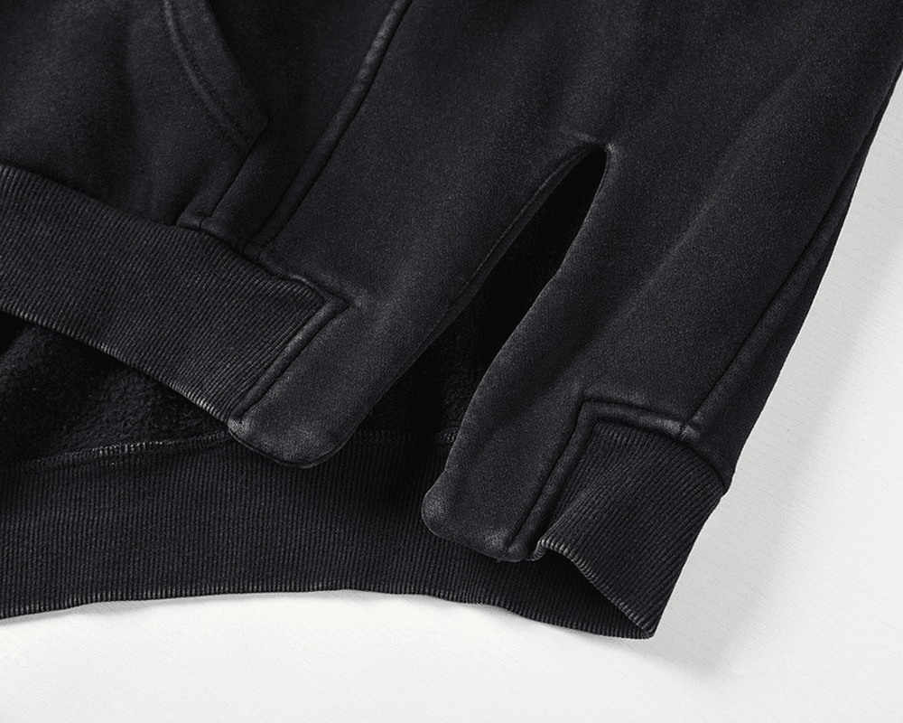 High-Street Washed Side Slit Loose Hooded Sweater
