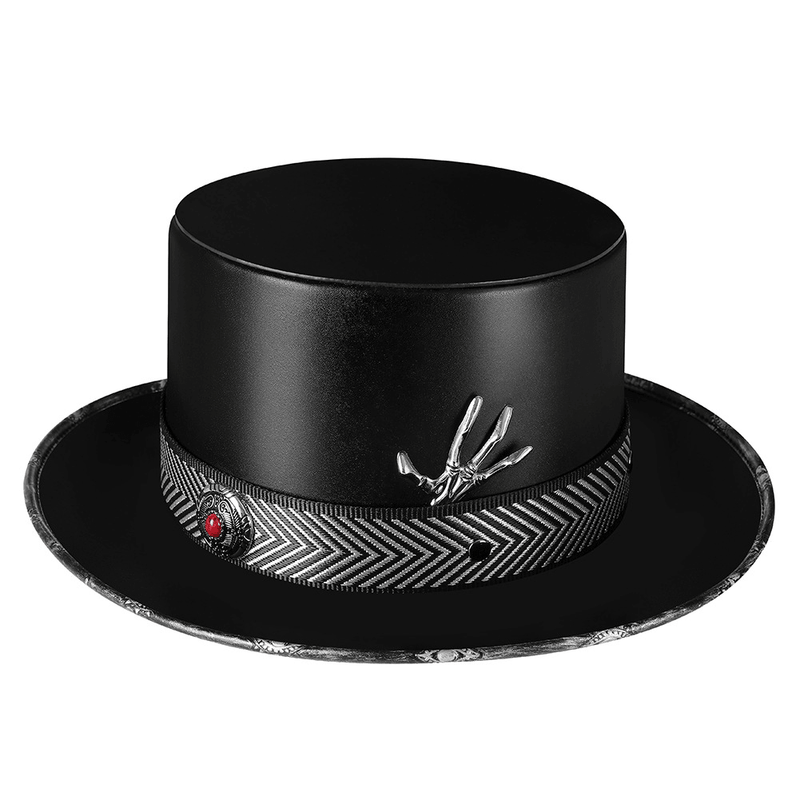 PU leather plague doctor top hat, view 4 - MRSLM