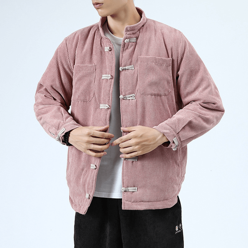 men's casual cotton buckle top coat, view 2 - MRSLM