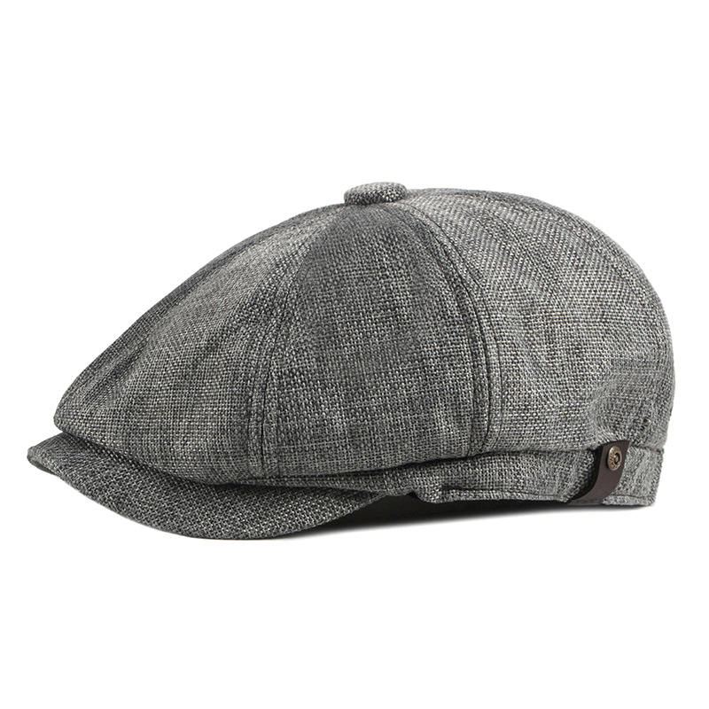 Linen newsboy octagonal cap, view 7 - MRSLM
