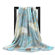 women's faux silk chain print square scarf, view 7 - MRSLM