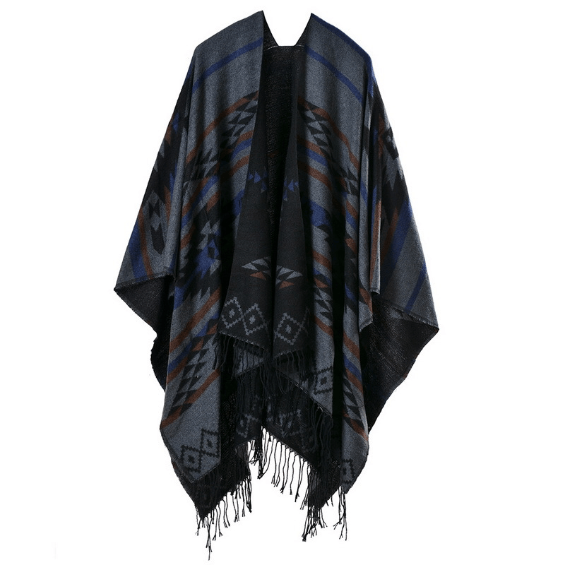 Diamond pattern tassel shawl scarf, view 3 - MRSLM