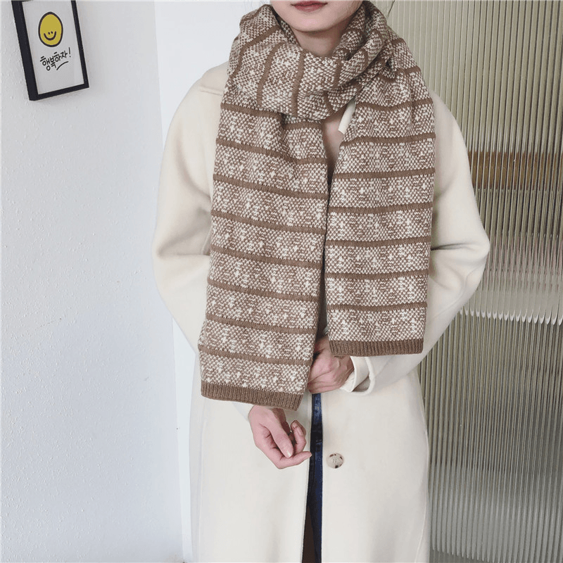 thick warm couple knitted scarf, view 3 - MRSLM