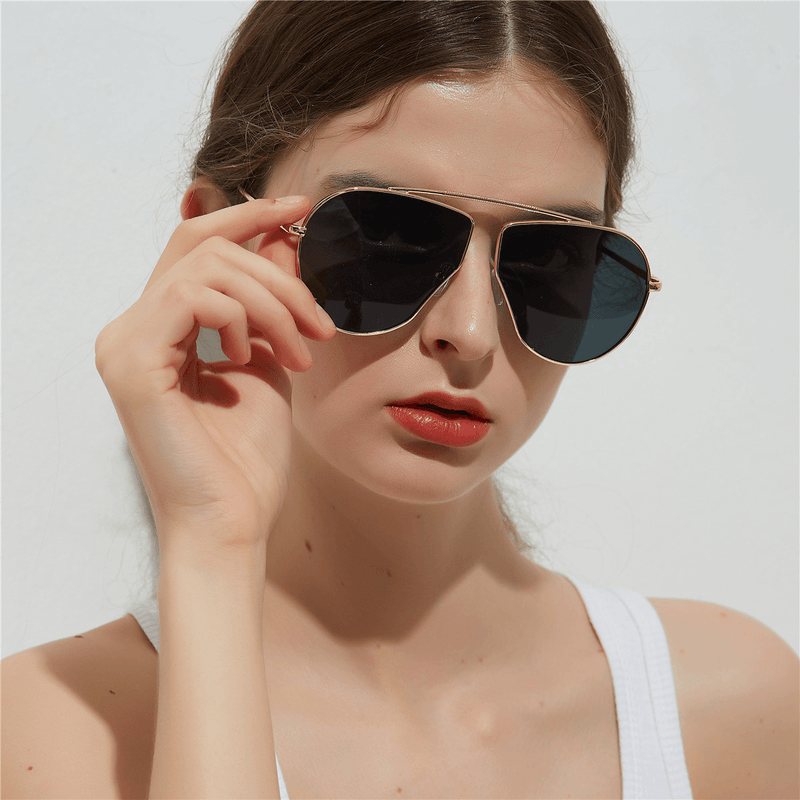 women's polygonal metal frame sunglasses, view 10 - MRSLM