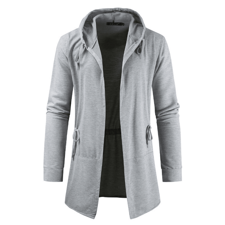 Men'S Fashion Casual Men'S Korean Mid-Length Hooded Sweater Cardigan Jacket - MRSLM