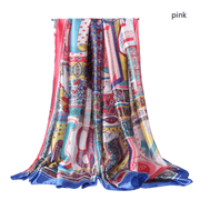 satin long scarf with letter print, view 5 - MRSLM