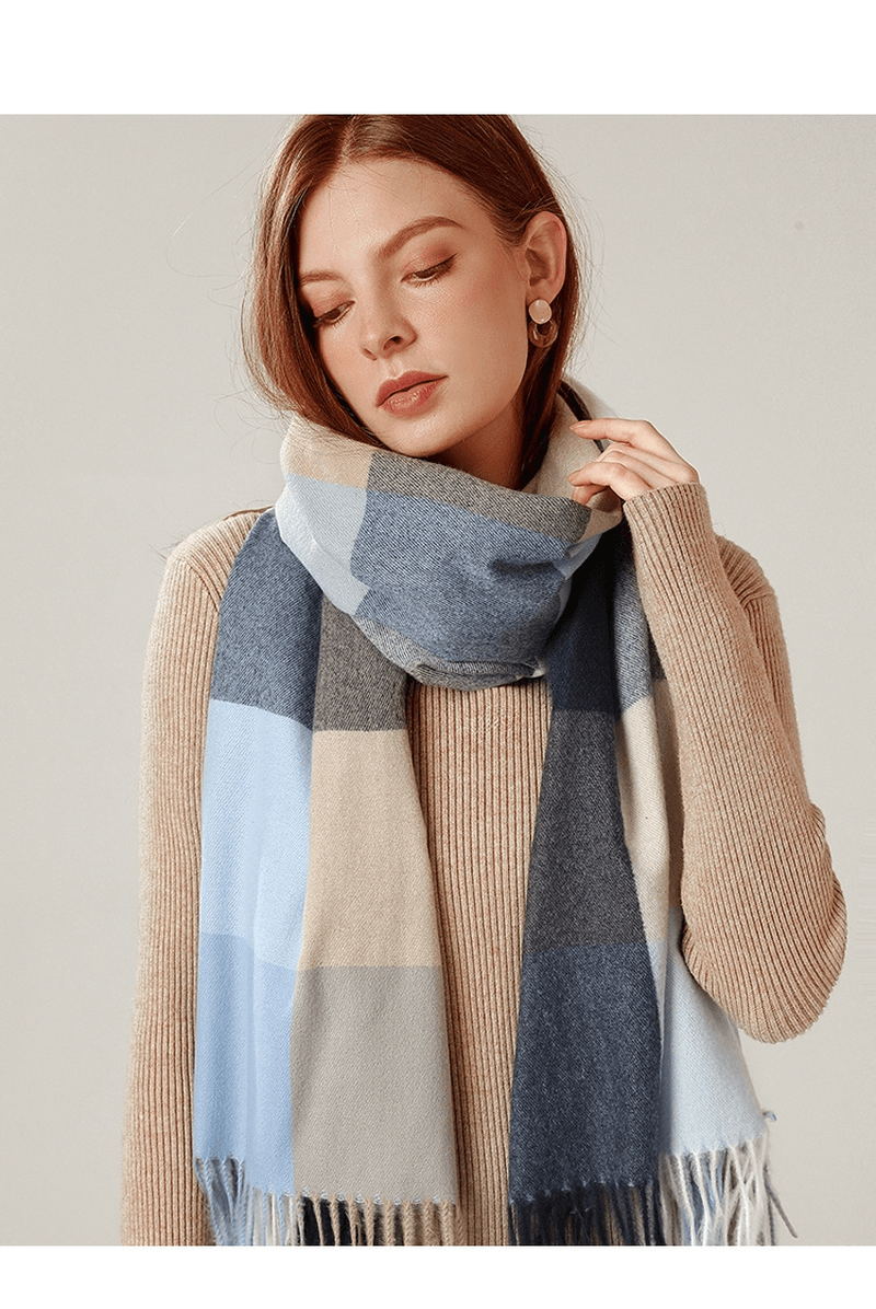 long plaid tassel shawl scarf, view 8 - MRSLM