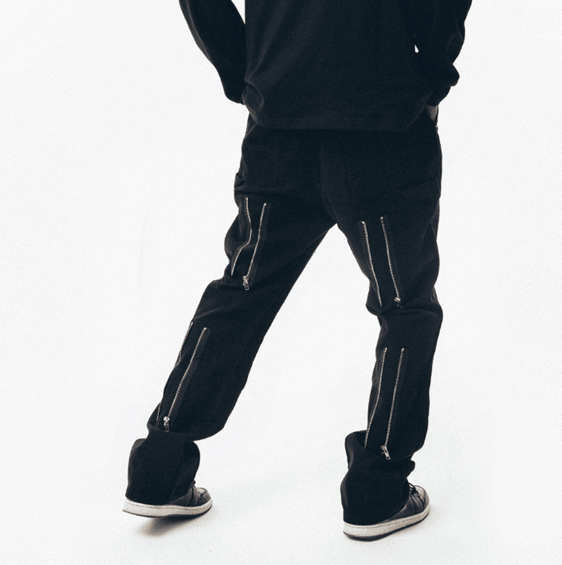 flared casual overalls with zipper, view 6 - MRSLM