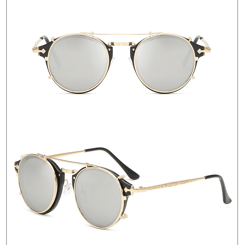 vintage flat lens metal sunglasses, view 8 - MRSLM