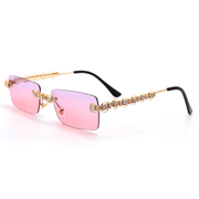 retro small square metal sunglasses, view 3 - MRSLM
