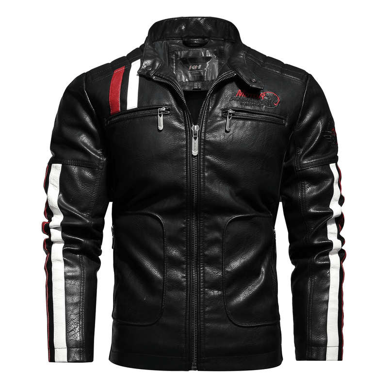 Men's PU leather motorcycle jacket, view 3 - MRSLM