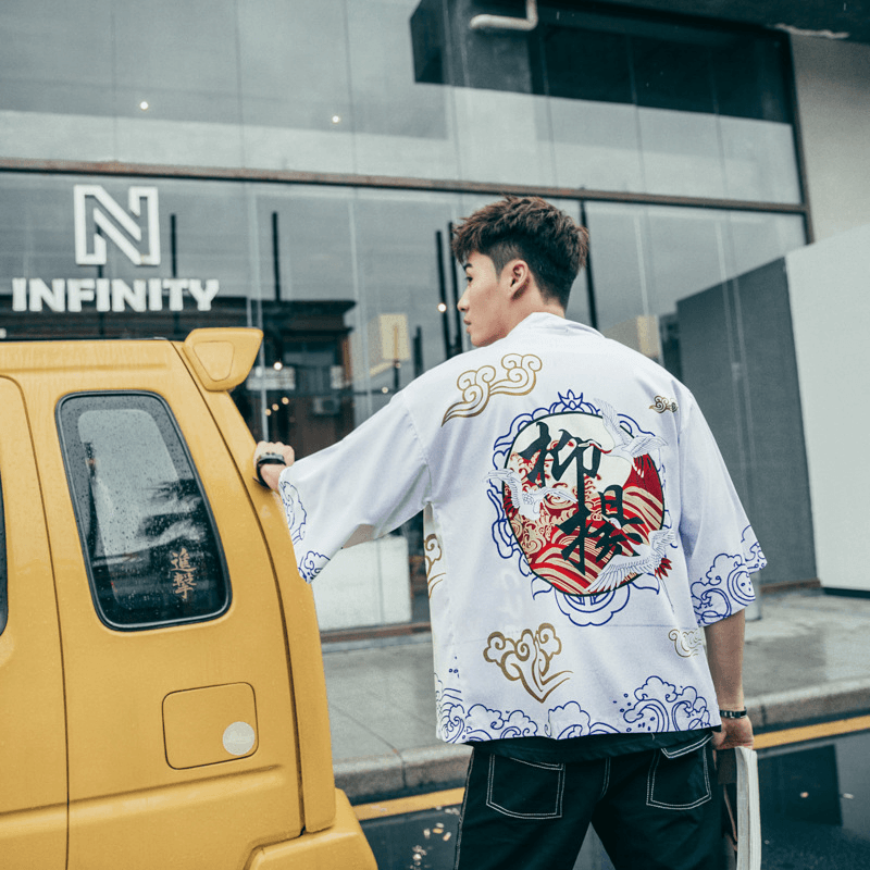 japanese summer printed cardigan shirt - MRSLM