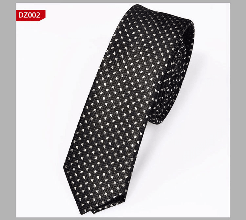 narrow striped jacquard tie, view 21 - MRSLM