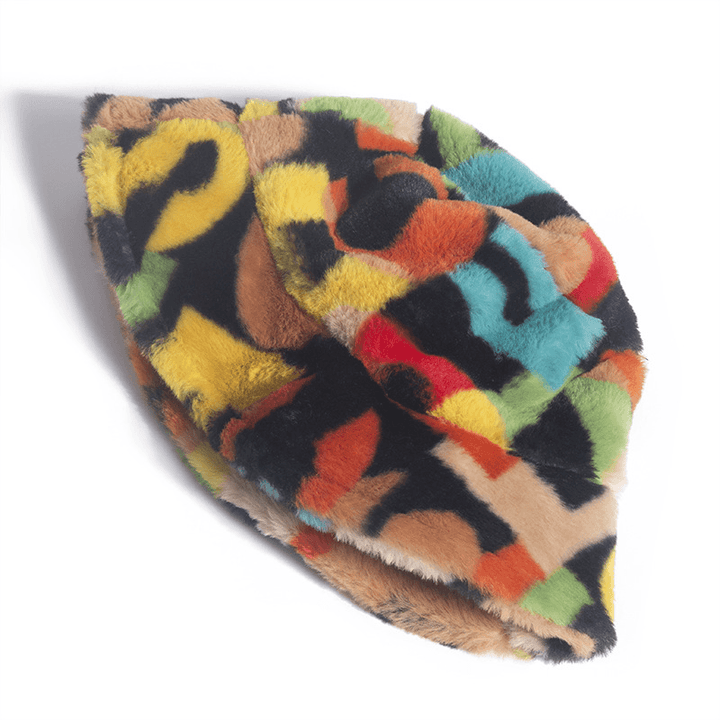 Stylish Rabbit Fur Fisherman Hat for Autumn and Winter - Digital Print Design - MRSLM