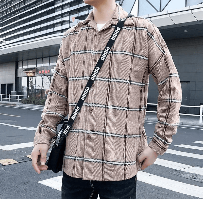 Men's retro woolen plaid coat, view 7 - MRSLM