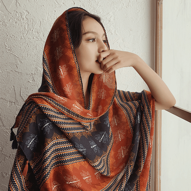 Ethnic style oversized scarf, view 2 - MRSLM