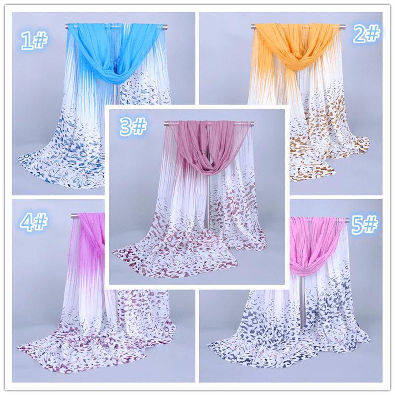 Leopard print chiffon long scarf, view 7 - MRSLM