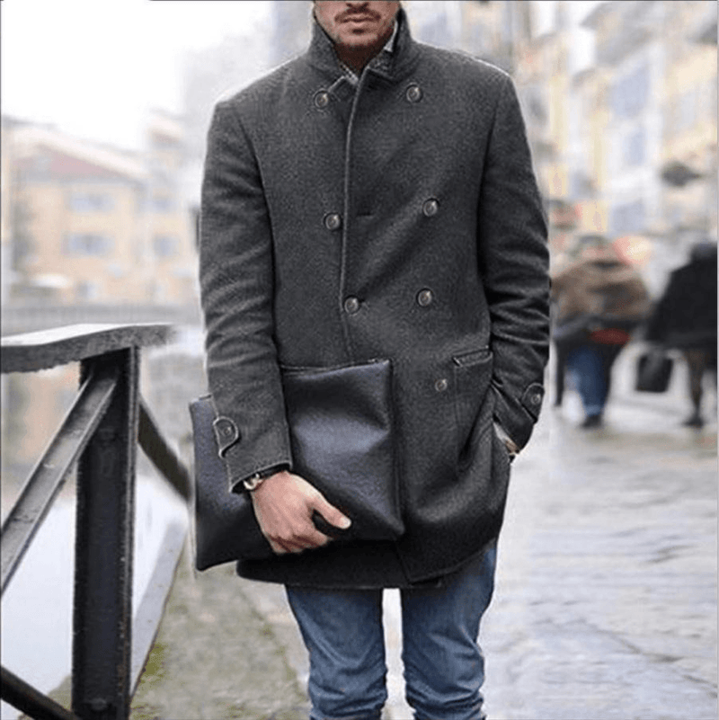 men's mid-length lapel coat, view 3 - MRSLM