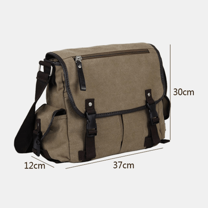 Men Vintage Large Capacity Wear-Resistant Canvas Crossbody Bag Casual Shoulder Bag - MRSLM