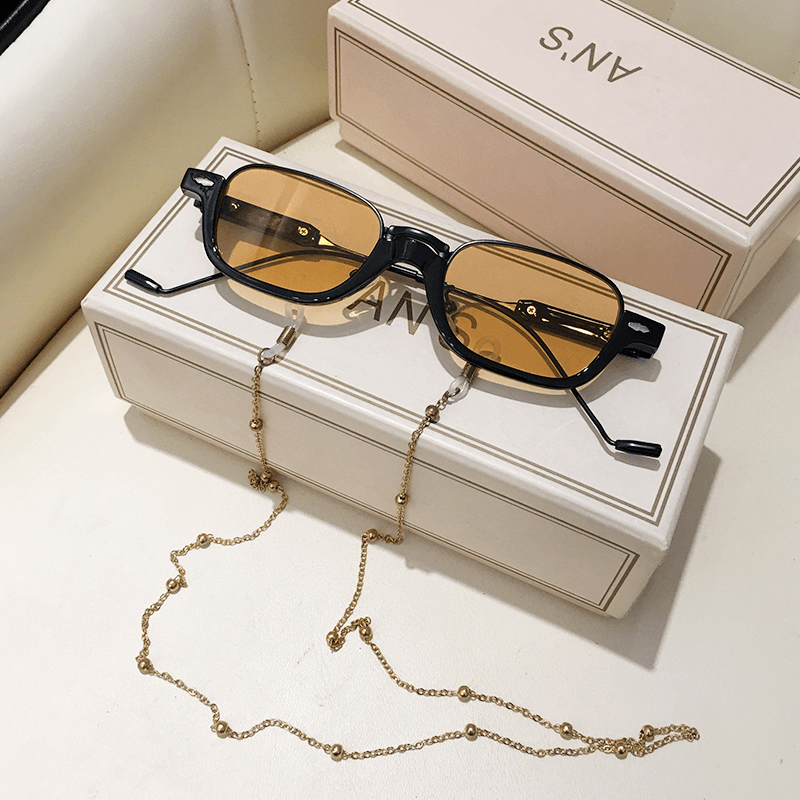 Half-frame oval sunglasses with chain, view 6 - MRSLM