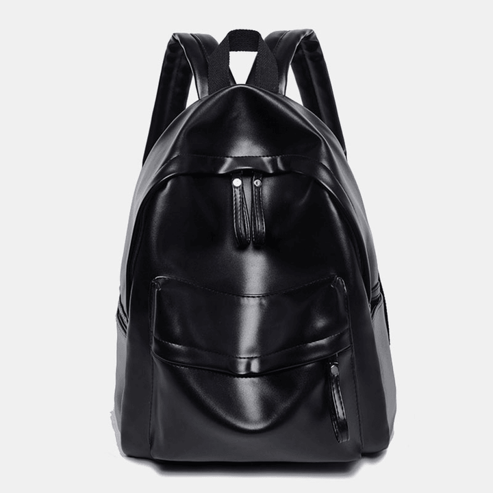 Women PU Leather Waterproof Large Capacity Solid Casual Backpack - MRSLM