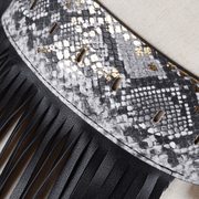 Fringed snakeskin pattern belt, view 4 - MRSLM