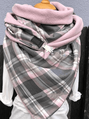 women's pink checkered triangle scarf - MRSLM