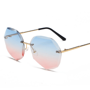 European and American Trendy Glasses Cut-Edge Sunglasses Ladies Big Rimless - MRSLM