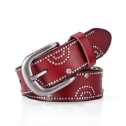 Women's cowhide leather rhinestone belt, view 9 - MRSLM