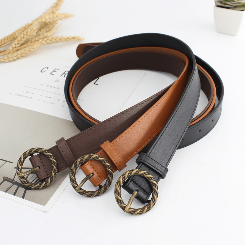 Women'S Bronze Sun Buckle Vintage Decorative Belt - MRSLM