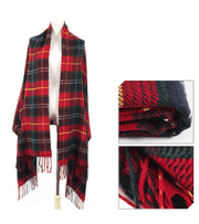 Warm plaid tassel shawl, view 7 - MRSLM