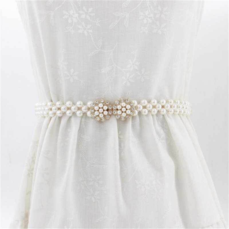 women's rhinestone pearl waist chain, view 3 - MRSLM