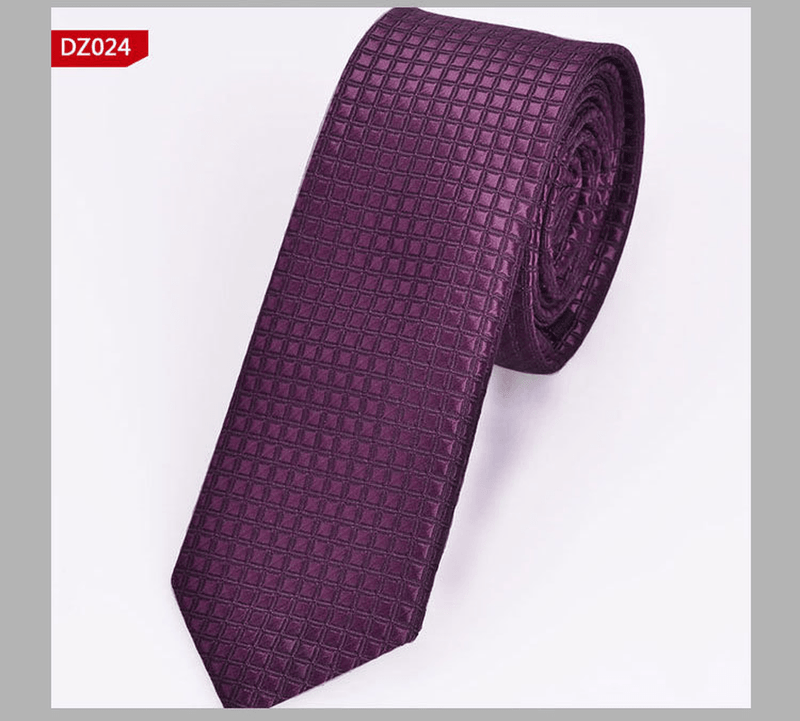 narrow striped jacquard tie, view 5 - MRSLM