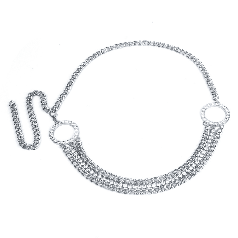 Women's multilayer rhinestone waist chain - MRSLM