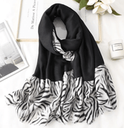 Cotton leopard print long scarf, view 13 - MRSLM