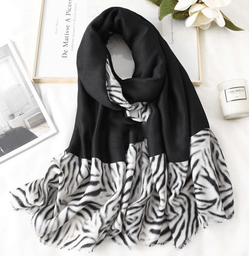Cotton leopard print long scarf, view 13 - MRSLM