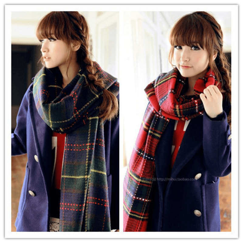 Warm plaid tassel shawl - MRSLM