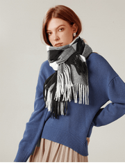 long plaid tassel shawl scarf, view 4 - MRSLM