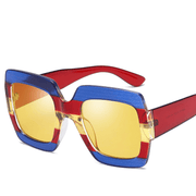women's big frame box print sunglasses, view 6 - MRSLM
