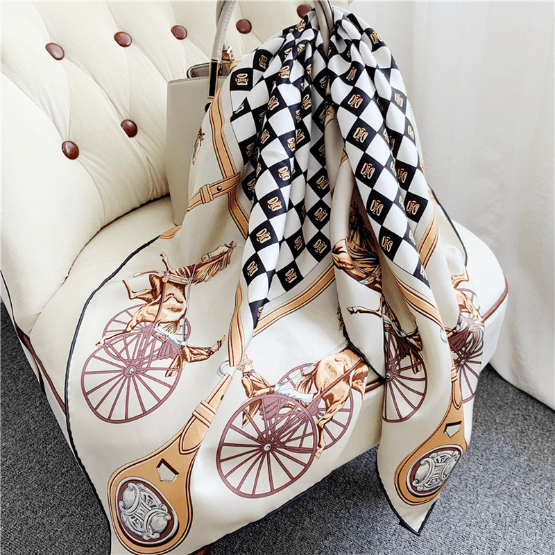 women's mulberry silk twill square scarf, view 3 - MRSLM