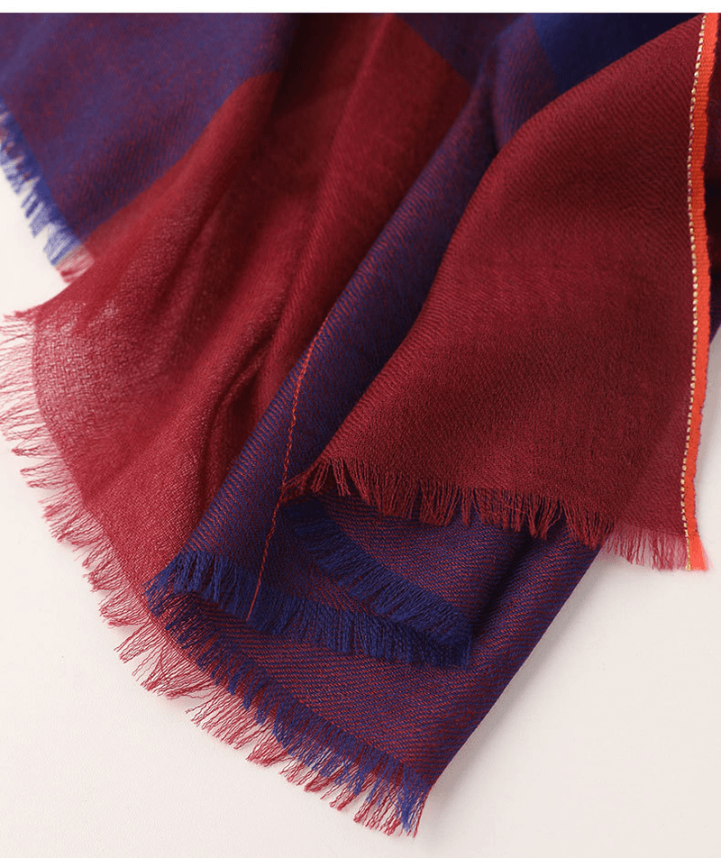 Multicolor plaid long scarf, view 8 - MRSLM
