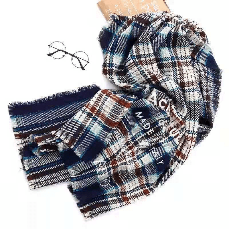 rainbow plaid wool blend scarf - MRSLM