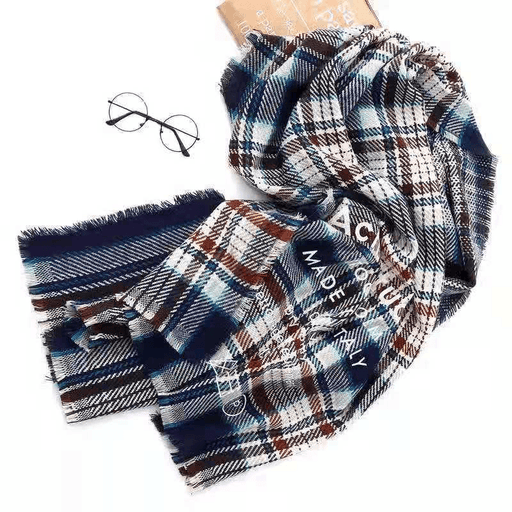 rainbow plaid wool blend scarf - MRSLM