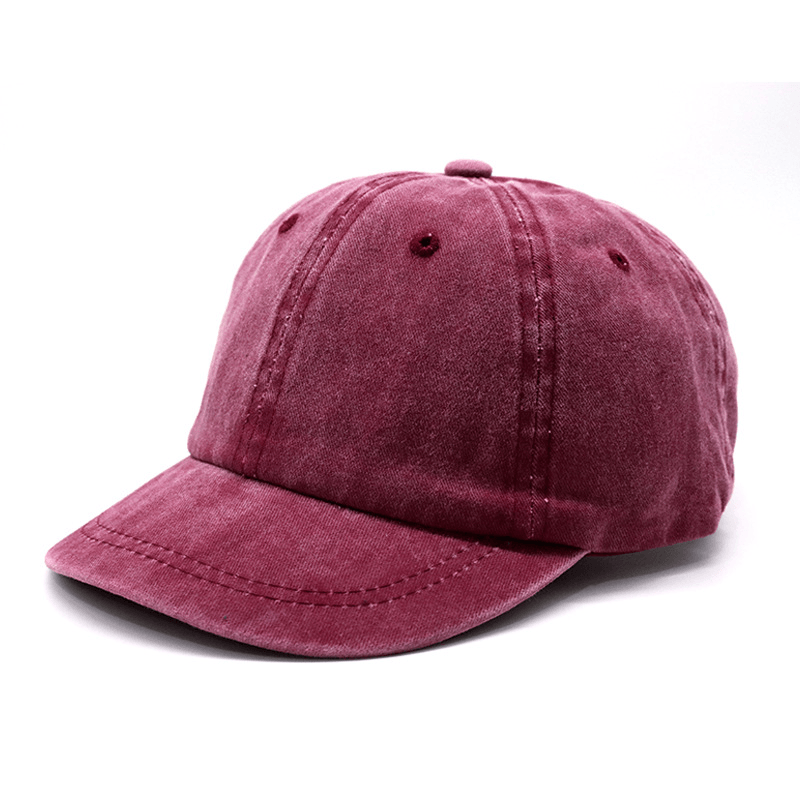 Short brim washed cotton baseball cap, view 3 - MRSLM