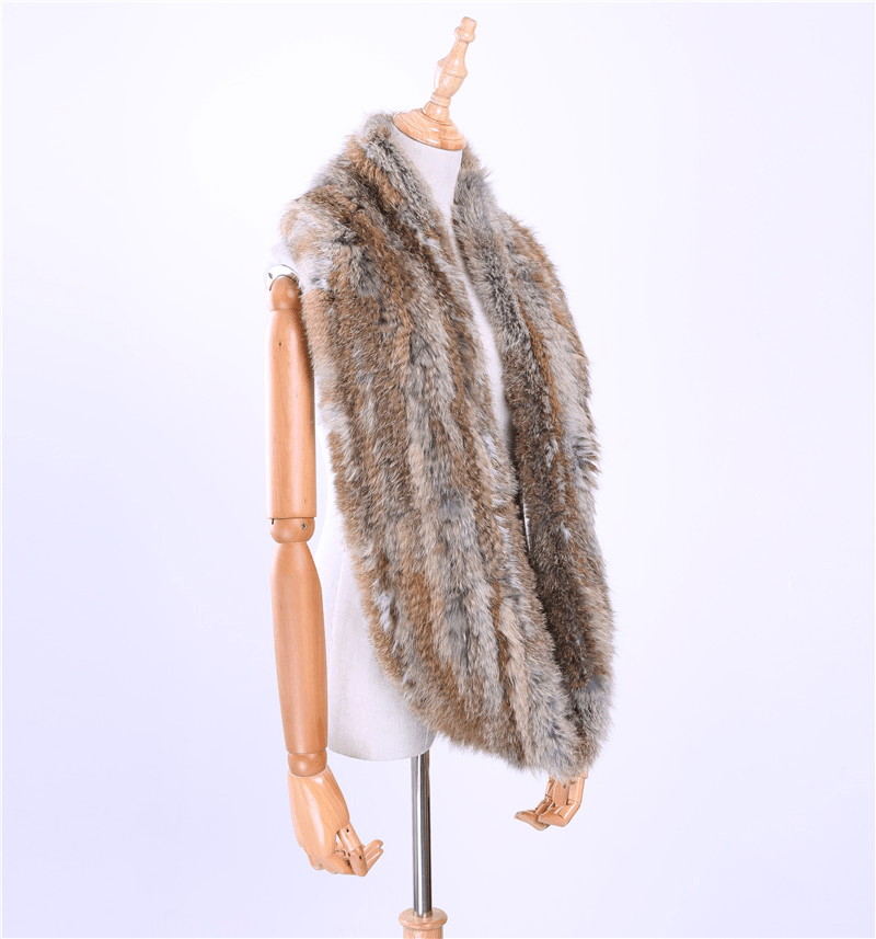 men's long double-sided rabbit fur scarf, view 4 - MRSLM
