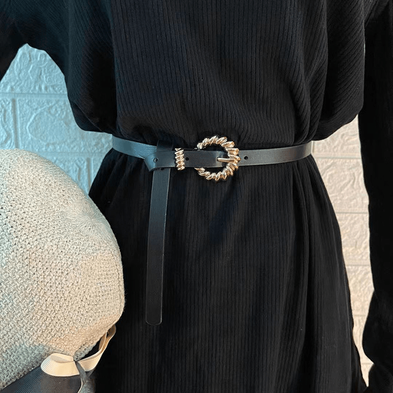 women's thin dress belt with pin buckle, view 4 - MRSLM