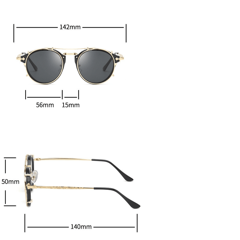 vintage flat lens metal sunglasses, view 2 - MRSLM