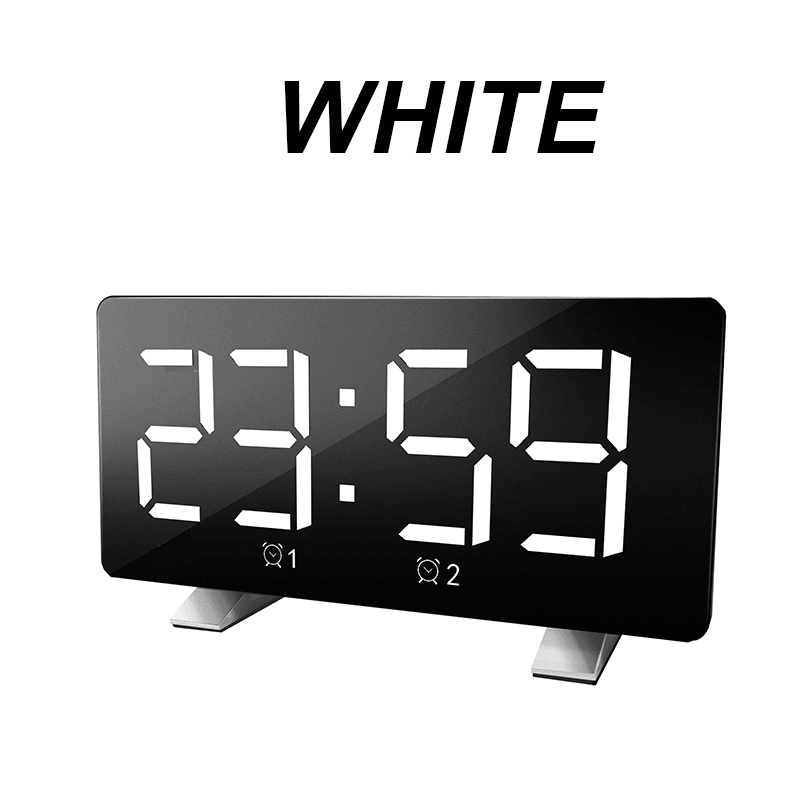 Mirror Digital Display LED Snooze Alarm Clock USB Time Night Mode Clock - MRSLM