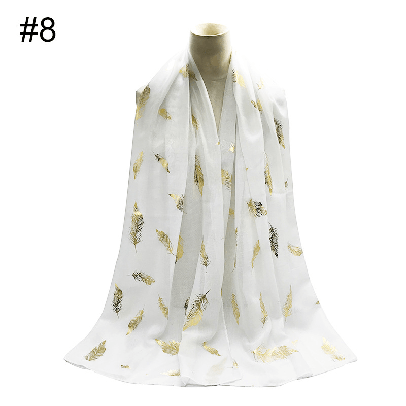 gold leaf print scarf turban shawl, view 9 - MRSLM
